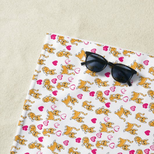 Serviette De Plage Oeuvre de chat | Cute chat Valentine (En situation)