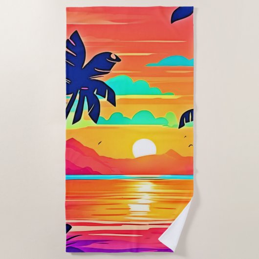 Serviette De Plage Oeuvre du Sunset Paradise (Devant)