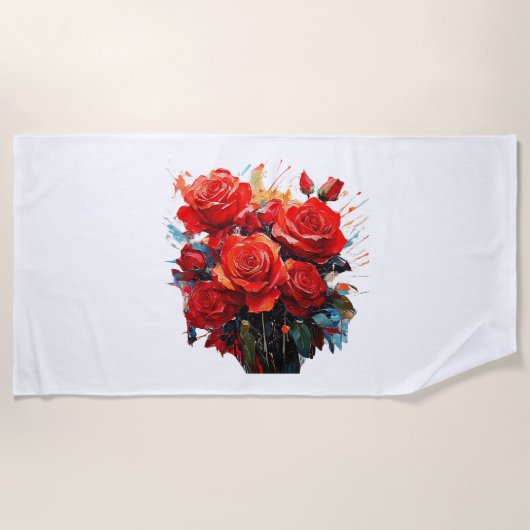 Serviette de plage - Œuvre Les Roses Rouges (Devant)
