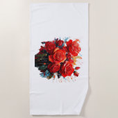 Serviette de plage - Œuvre Les Roses Rouges (Devant)