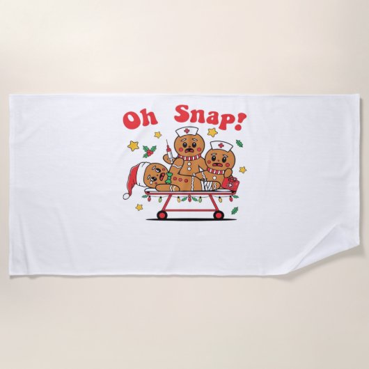 Serviette De Plage Oh Snap Gingerbread École infirmière Noël classiqu (Devant)