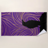 Serviette De Plage Oiseau bleu Silhouette Corbeau noir (Devant)