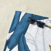 Serviette De Plage Oiseau de fleurs de paradis sur blanc (En situation)