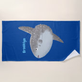 Serviette De Plage Oiseau de mer mola mola mignonne caricature (Devant)