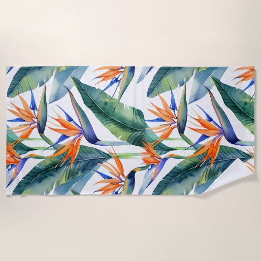 Serviette De Plage Oiseau tropical du paradis (Devant)