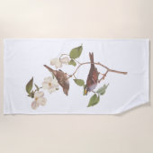 Serviette De Plage Oiseaux Audubons à Bruant à Throses Blanches avec  (Devant)