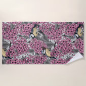 Serviette De Plage Oiseaux dans le jardin lilas rose (Devant)