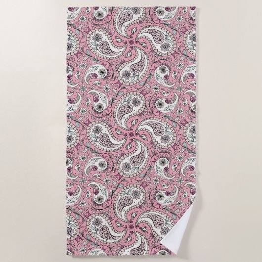 Serviette De Plage Oiseaux de marguerite en rose bébé (Devant)