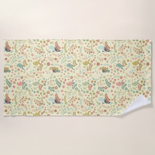 Serviette De Plage Oiseaux de Shabby & Branches Jaune (Devant)