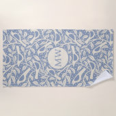 Serviette De Plage Oiseaux du Patrimoine Monogramme Initiales (Devant)
