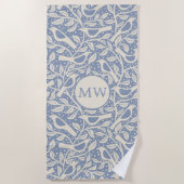 Serviette De Plage Oiseaux du Patrimoine Monogramme Initiales (Devant)