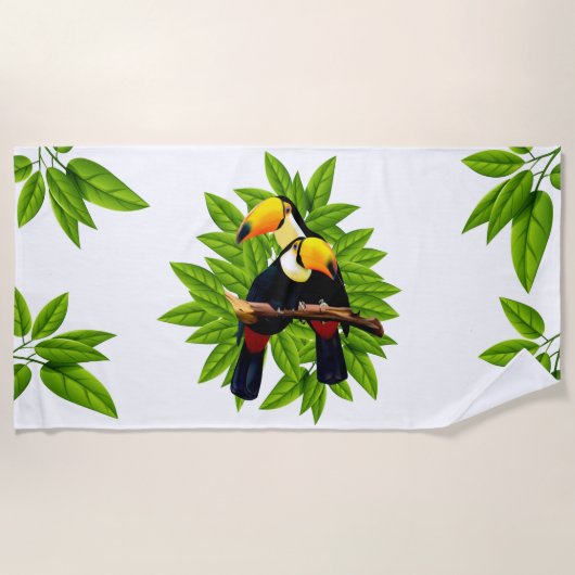 Serviette De Plage Oiseaux Exotiques (Devant)