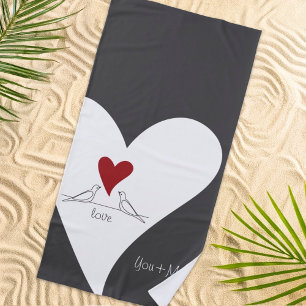 Serviette De Plage Oiseaux modernes simples personnalisés en amour Co