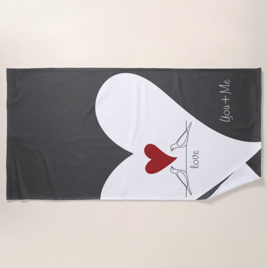 Serviette De Plage Oiseaux modernes simples personnalisés en amour Co (Devant)