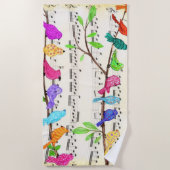 Serviette De Plage Oiseaux musicaux colorés Symphony Beach Towel (Devant)