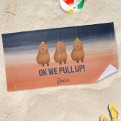 Serviette De Plage "Ok, On Se Lève !" Mème Funny Capybara Personnalis