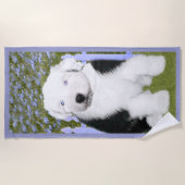 Serviette De Plage Old English Sheepdog Puppy Painting (Devant)