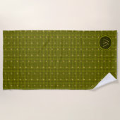 Serviette De Plage Olive avec Gold Accent Houndstooth Beach Towne (Devant)