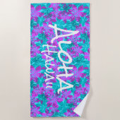 Serviette De Plage Olowalu Hibiscus Hawaiian Camo Aloha Monogramme Tu (Devant)