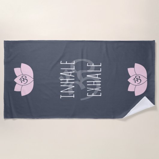Serviette De Plage Om Rose et Lotus Fleur Inhale Exhale (Devant)