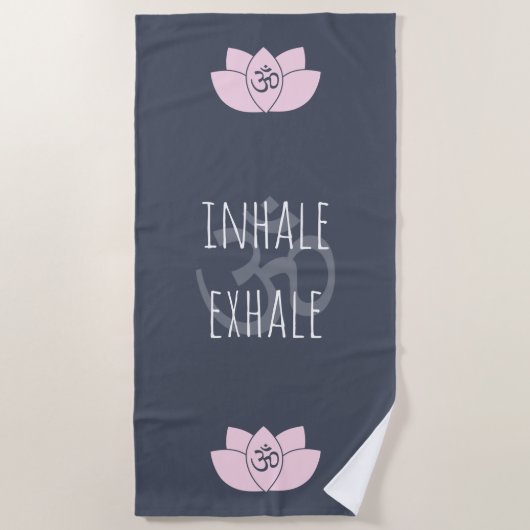 Serviette De Plage Om Rose et Lotus Fleur Inhale Exhale (Devant)