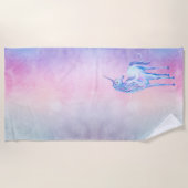 Serviette De Plage Ombre bleu violet Unicorn (Devant)