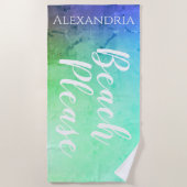 Serviette De Plage Ombre bleue Turquoise personnalisée (Devant)