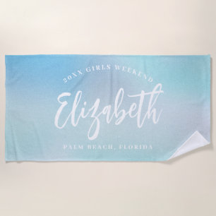 Serviette De Plage Ombre Blue Girls Weekend Nom personnalisé