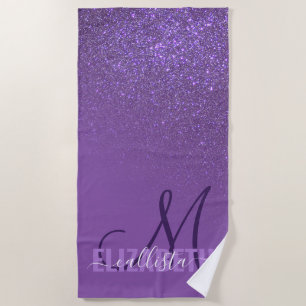 Serviette De Plage Ombre de dégradé de Parties scintillant violet dia