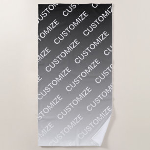 Serviette De Plage Ombre & motif de texte (couleur modifiable) Gris