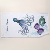 Serviette De Plage Ombre sous-marine de poissons Octopus (Devant)