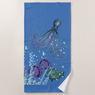 Serviette De Plage Ombre sous-marine de poissons Octopus