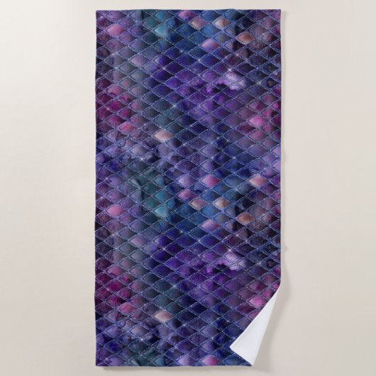 Serviette De Plage Ombre violet chatoyante et Parties scintillant Dra (Devant)