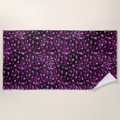 Serviette De Plage Ombre violet et Parties scintillant de glam noir L (Devant)