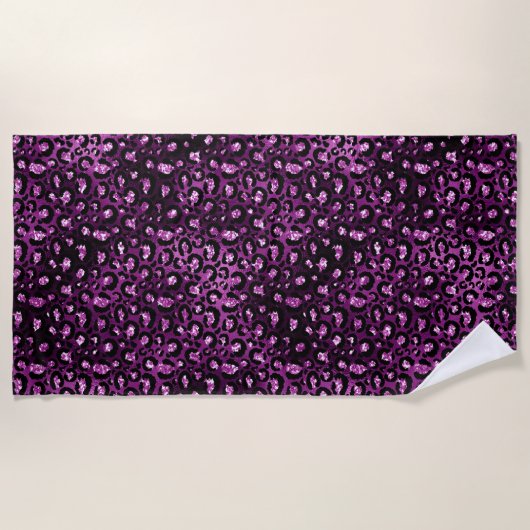 Serviette De Plage Ombre violet et Parties scintillant de glam noir L (Devant)