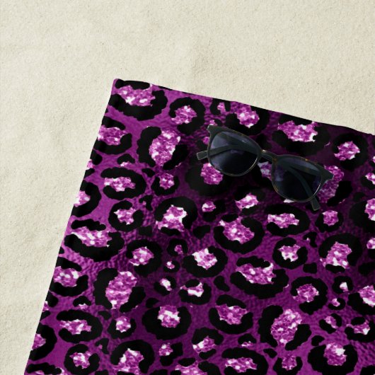 Serviette De Plage Ombre violet et Parties scintillant de glam noir L (En situation)