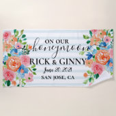 Serviette De Plage On Our Honeymoon - Personalized Floral Honeymoon (Devant)