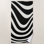 Serviette De Plage Ondes de style rétro noir et blanc (Devant)