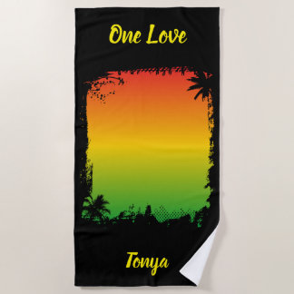 Serviette De Plage One Love Jamaïque Coucher de soleil tropical