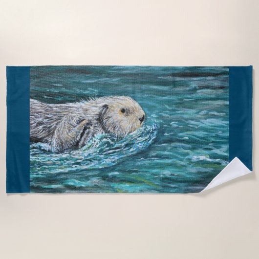 Serviette De Plage Ooh Goody Lunchtime Sea Otter Peinture (Devant)