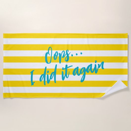 Serviette De Plage Oops I Did It Again Rayure Cabane Piscine Fête (Devant)