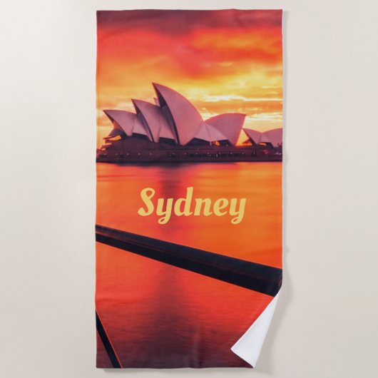 Serviette De Plage Opéra de Sydney Australie Orange Sky (Devant)