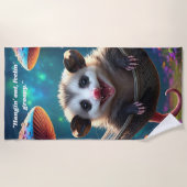 Serviette De Plage Opossum psychédélique personnalisé Hippie (Devant)