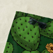 Serviette De Plage Opuntie de floraison sur vert foncé (En situation)