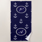 Serviette De Plage Opus Posh Ancre Nautique Personnalisé (Devant)
