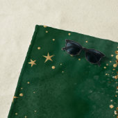 Serviette De Plage Or Céleste Soleil Et Lune Étoiles Vert (En situation)