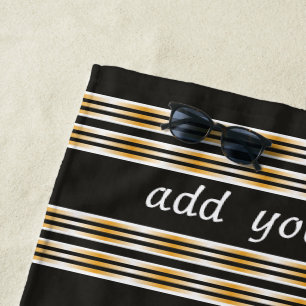 Serviette De Plage Or chic, rayé noir et blanc