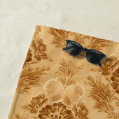 Serviette De Plage Or damassé floral (En situation)