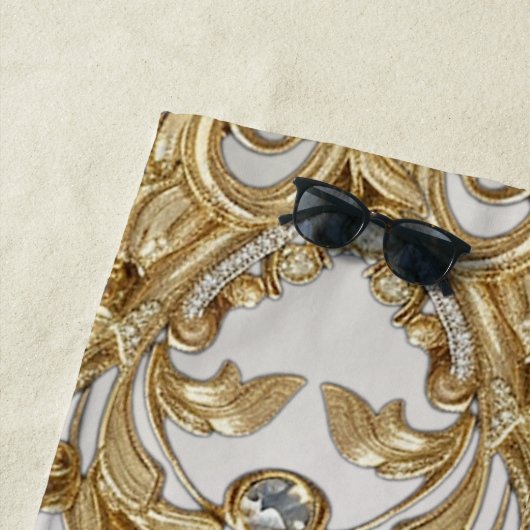 Serviette de plage or décorative (En situation)