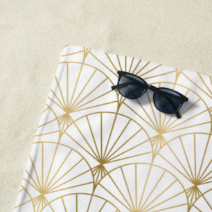 Serviette De Plage Or et blanc Art Déco 2 motif